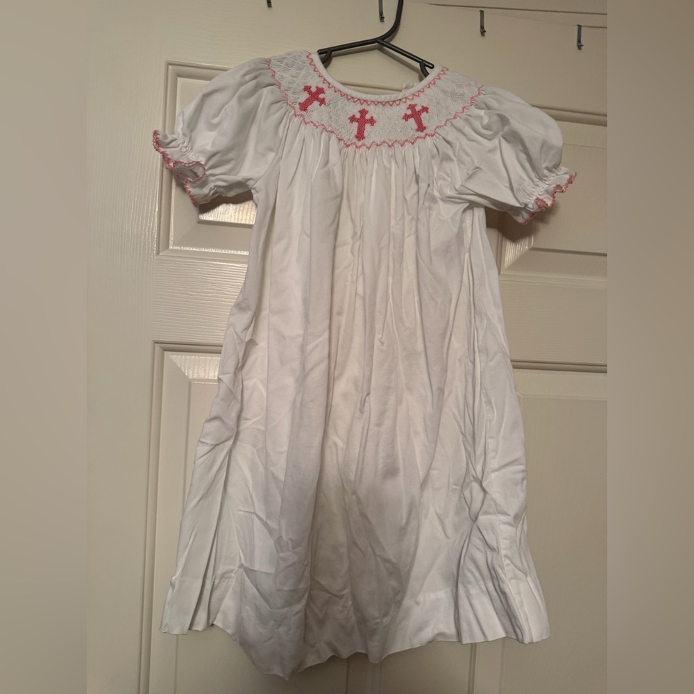 Southern Sunshine Smocked Pink Cross Dress